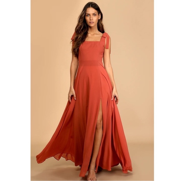 Lulu’s Love Me Forever Tie Strap Square Neck Maxi Dress - Picture 1 of 4